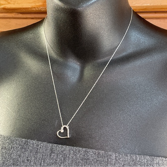 Solid Stamped 14K 585 White Gold Natural Diamond Pendant Necklace - Picture 9 of 12